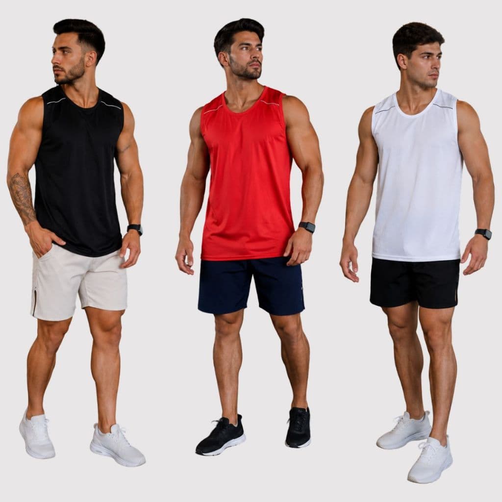 Kit 3 Regatas Masculinas Dry Fit Moda Fitness Secagem Rápida Academia Treino Musculação CrossFit Corrida