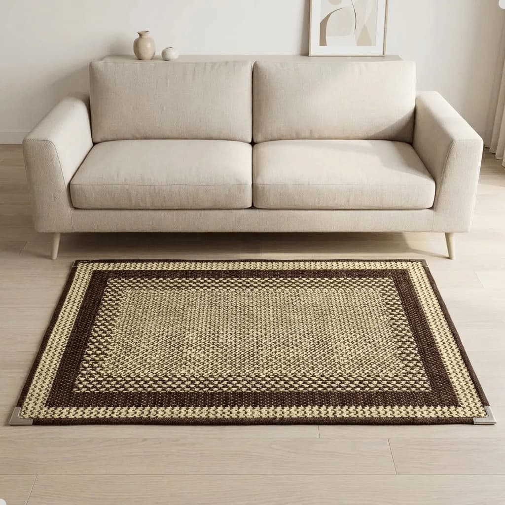 Tapete para Sala e Quarto Lancer Sisal S-590 Tabaco 100x150cm Antiderrapante Lavável Marrom Bege