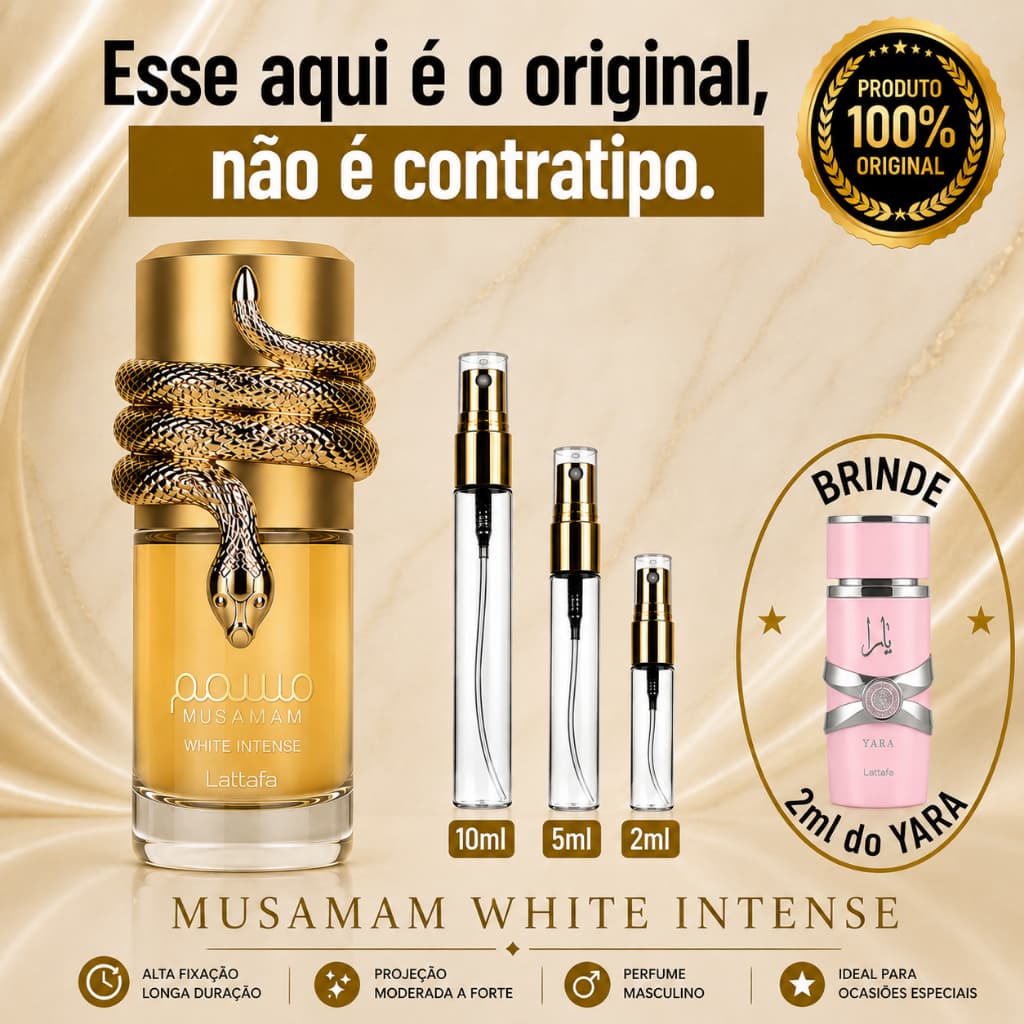 Perfume Árabe Feminino Musamam White - 100% ORIGINAL - Importado - Alta Fixação - Alta Projeção - Amadeirado / especiado