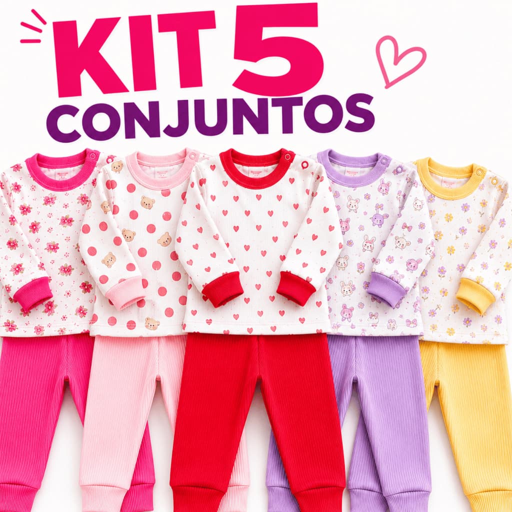 Kit 10 Peças Conjunto Bebê Menina 100% Algodão Manga Longa Roupa Bebê Enxoval RN P M G