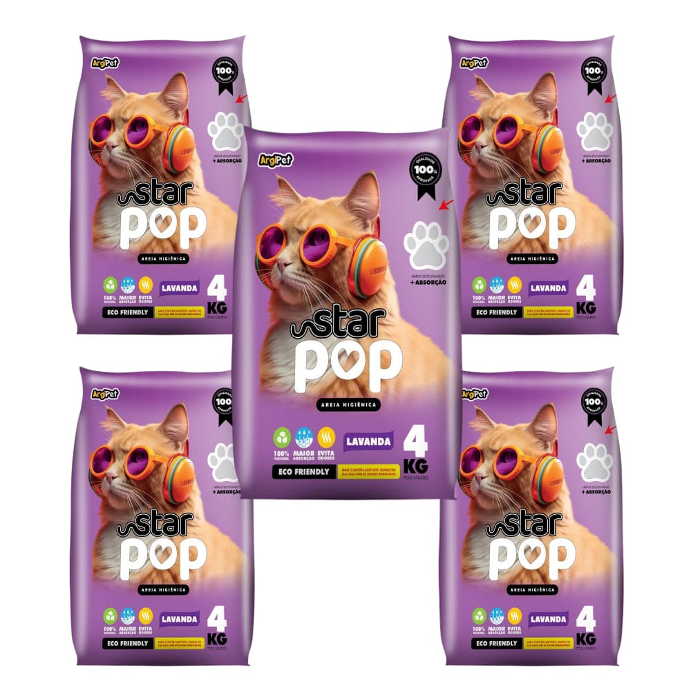 4 a 20kg Areia Sanitaria com Cheiro Lavanda Premium Higienica Natural Ecologica Absorvente para gato