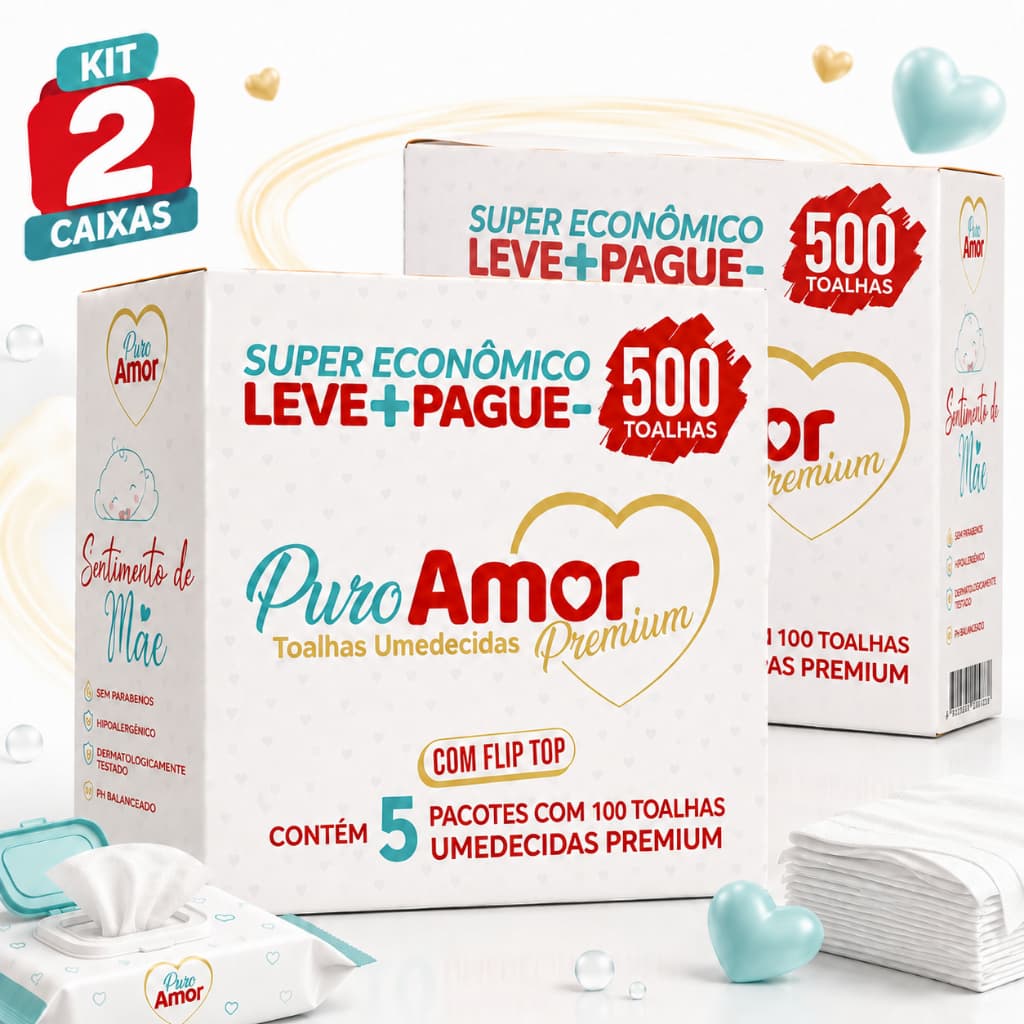 Lenços Umedecidos Puro Amor Premium Para Bebê - Kit com 2 Caixas