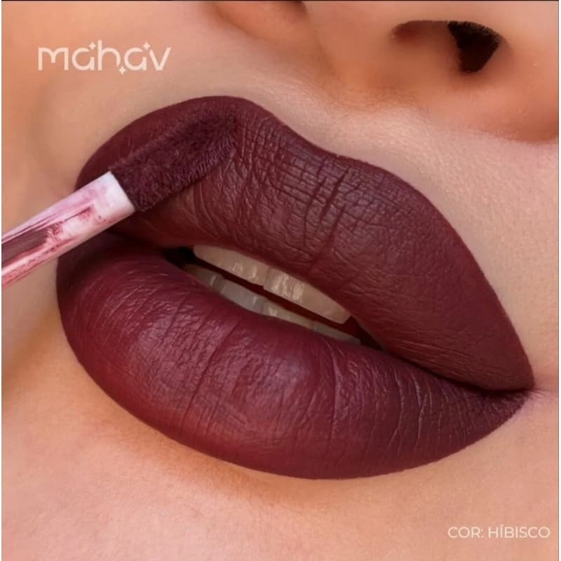 Batom Líquido Matte Mahav hibisco 4ml com Cobertura Uniforme e Alta Pigmentação