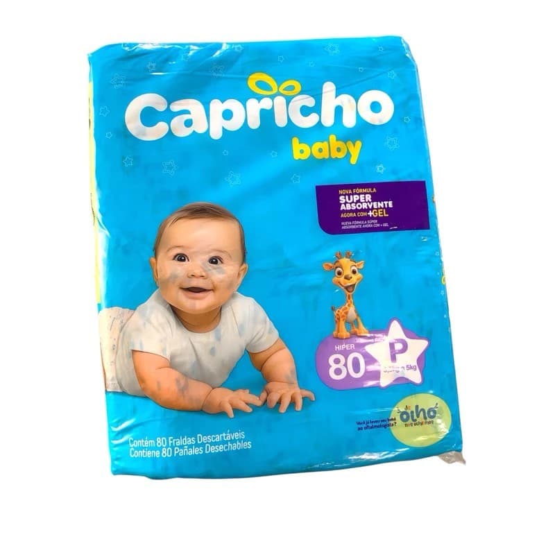 Fralda Descartável Capricho Baby Promoção Pacotão Com 80 Fraldas  Tamanho P