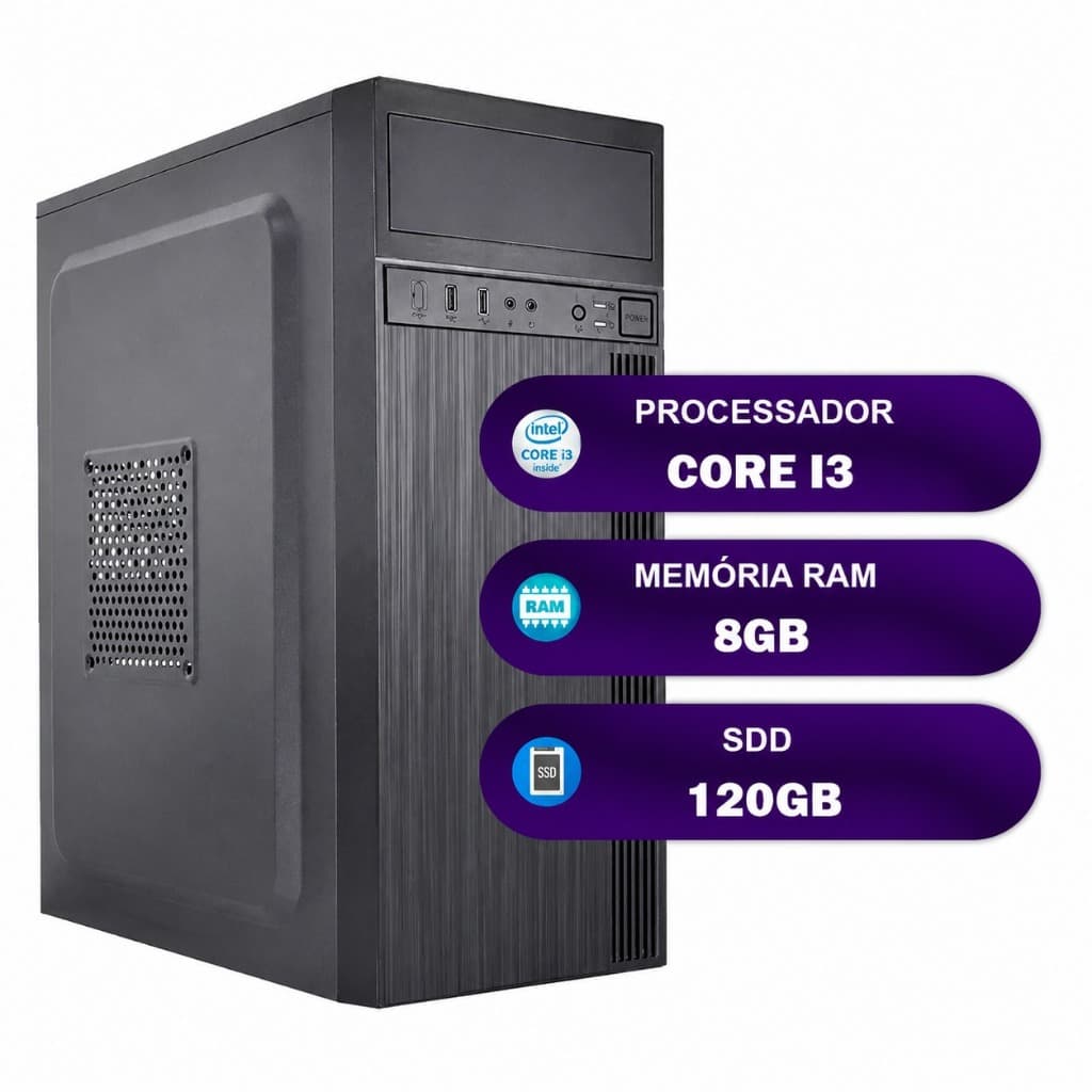 Pc Computador Intel Core I3 6ª Geração 8gb Ssd 120gb Wifi