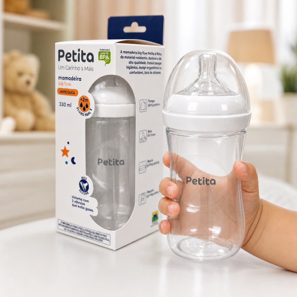 Mamadeira Anticólica 330ML Bebê Menino Menina Bico Macio Silicone