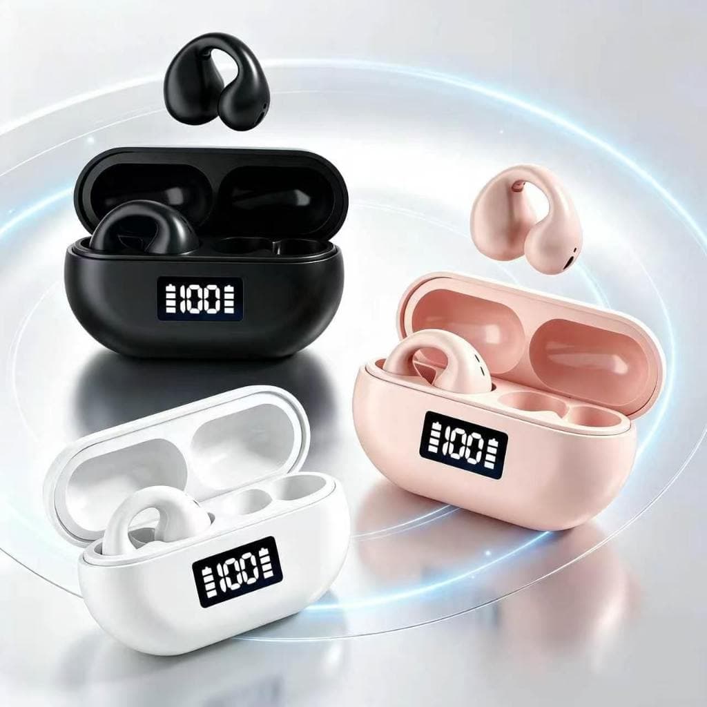 Fone De Ouvido Sem Fio Bluetooth 5.3 Tipo Clip‑Orelha Esportivo Resistente Ao Suor