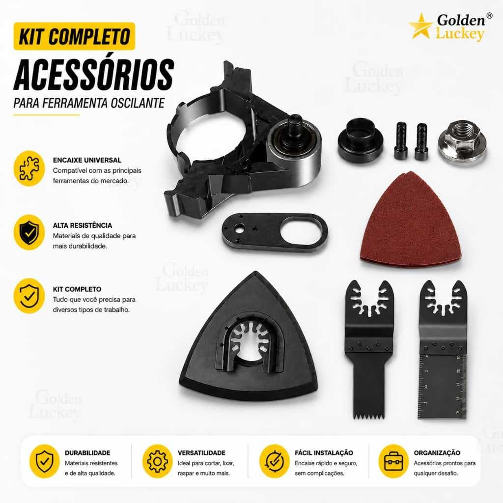 Kit Adaptadores Multiuso Esmerilhadeira Angular Corte Lixa Raspagem Polimento Oscilante 3 Graus