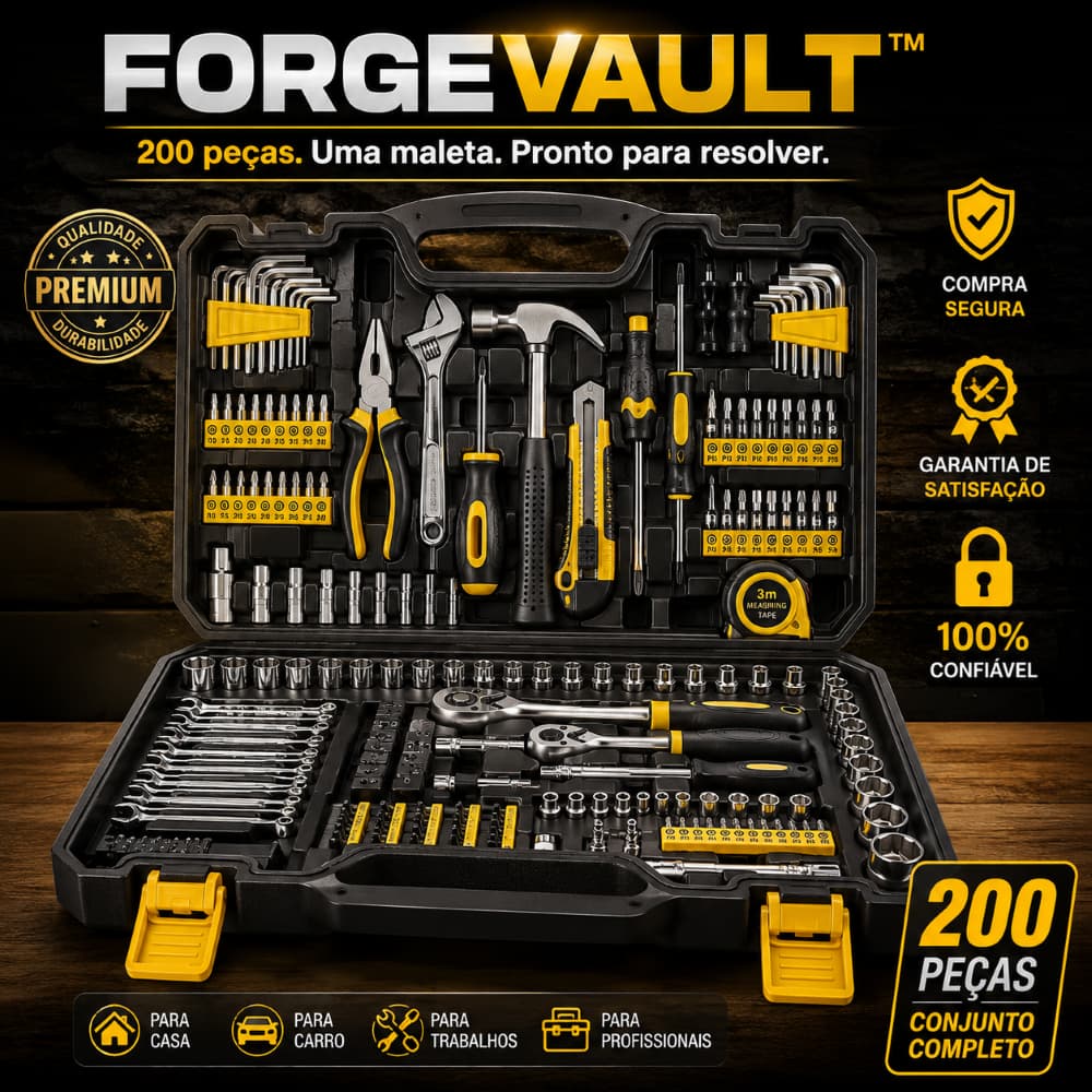 Jogo de Ferramentas 200 Peças com Maleta Kit Completo para Reparos e Oficina
