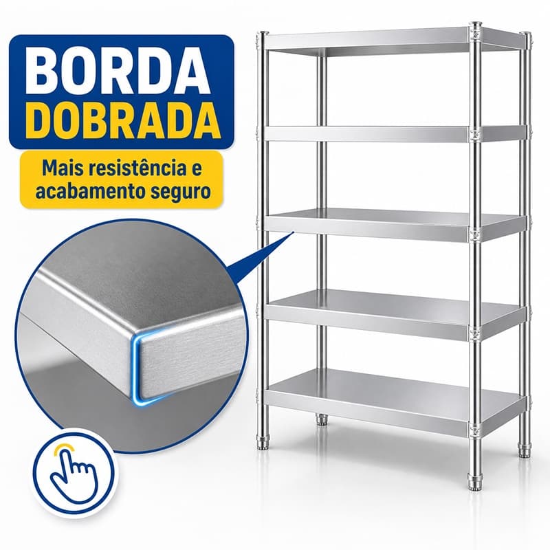 Estante Organizadora de Cozinha 5 Prateleiras Reforçada Suporta Até 150kg Multiuso para Micro-ondas Panelas Eletrodomést