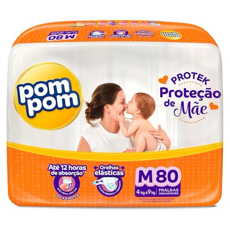 Fralda Pom Pom Hiper M 80 G68 XG60 XXG 50