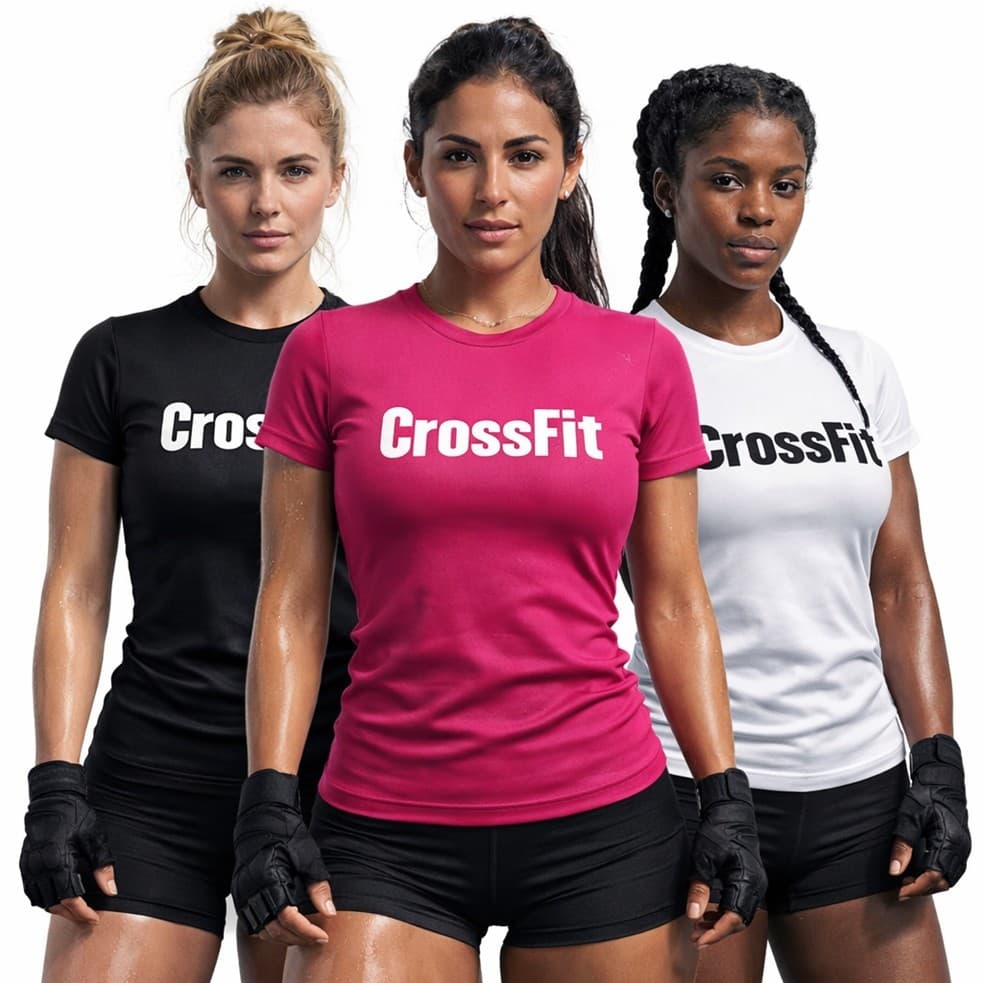 Kit com 3 Camisas Camisetas CROSSFIT BABY LOOK Feminina T-Shirt Academia Musculação Treino Corrida Dry Fit Esportiva