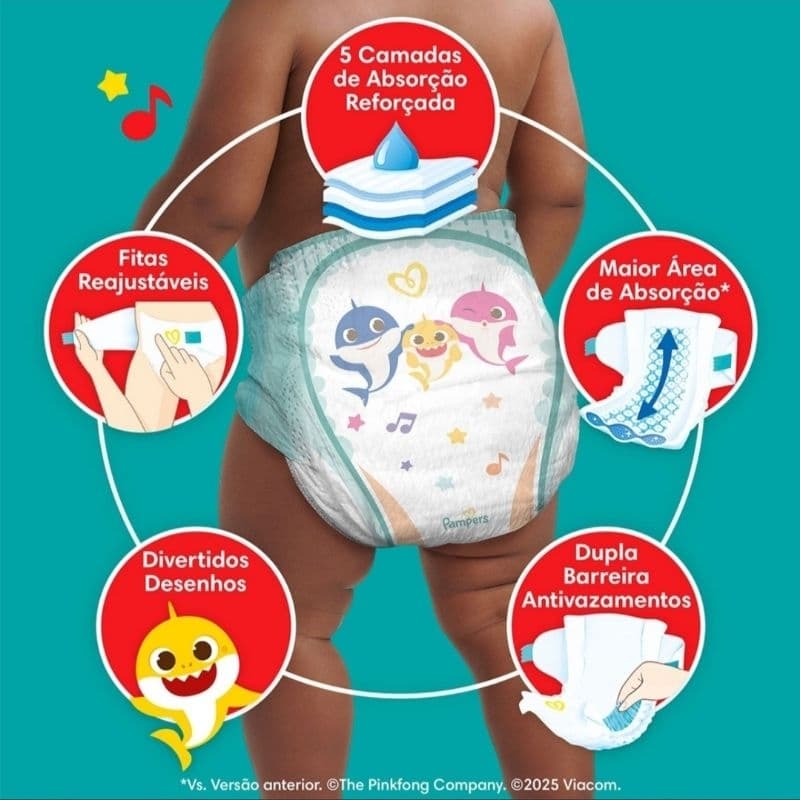 FRALDA DESCARTÁVEL PAMPERS SUPER SEQUINHA XG 70 UNIDADES...