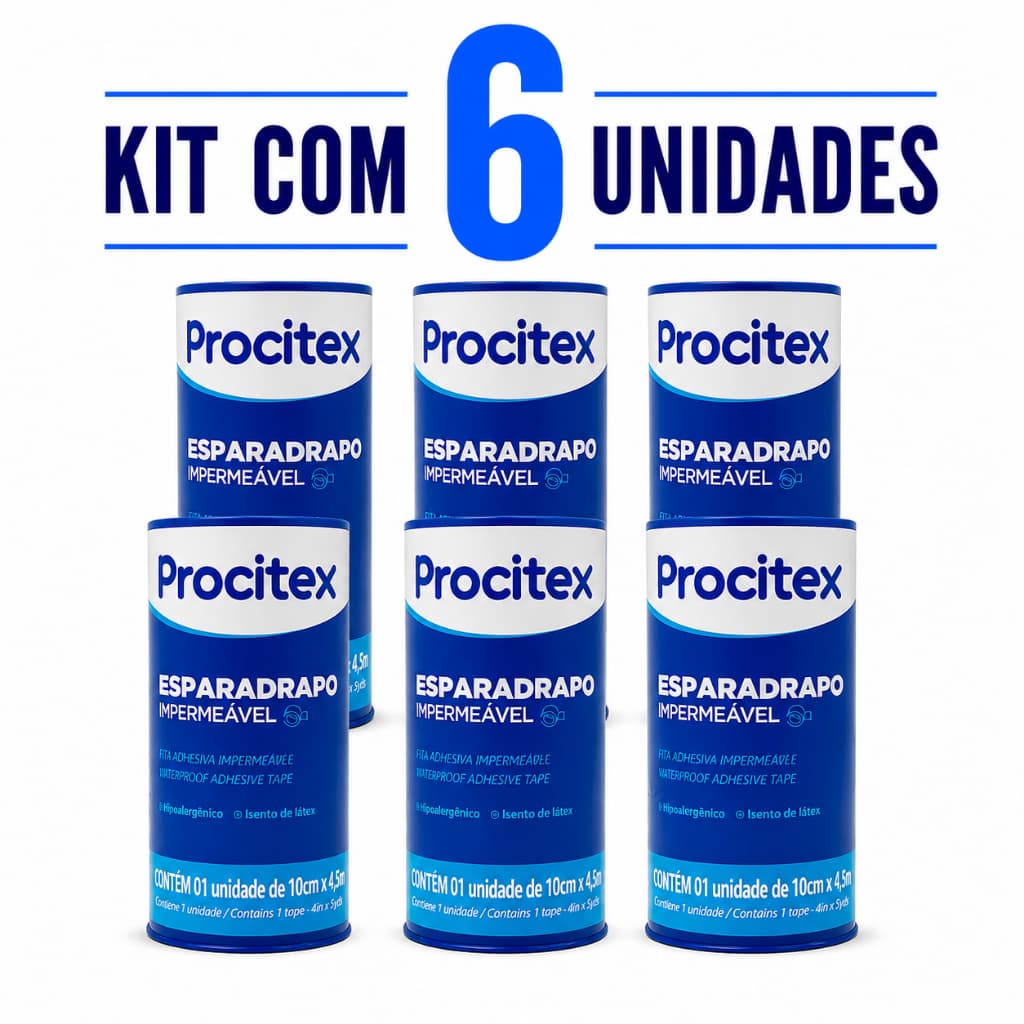 Esparadrapo Impermeável 10cm x 4,5m Procitex-Cremer (Kit 6 Unidades)