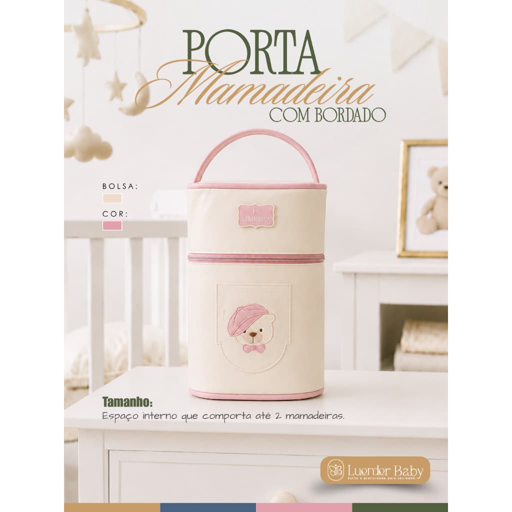 Porta Mamadeira de Ursinho Térmico Impermeável Luxo Luender Baby