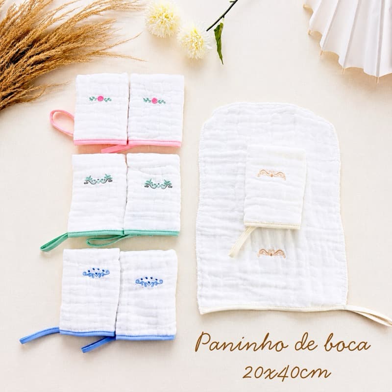 Pano de Boca Bebê Kit 2un Soft 3 Camadas 100% Algodão 20x40 Prendedor Chupeta Enxoval Maternidade