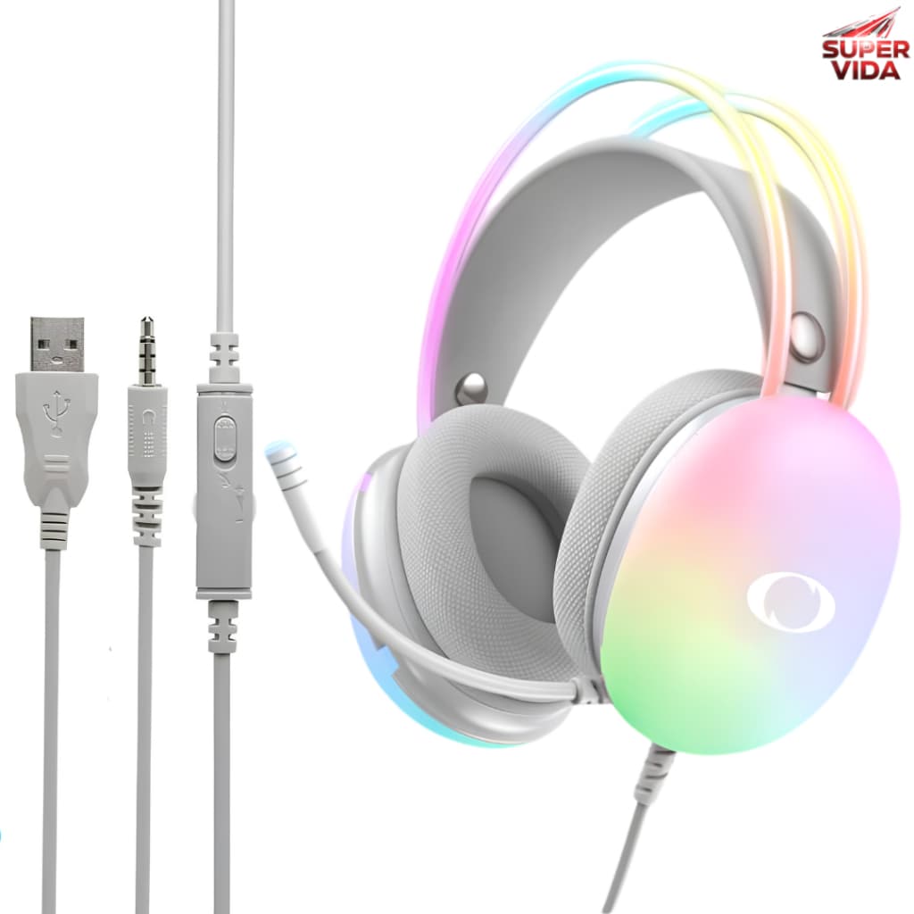 Headset Gamer Com Fio RGB LED Microfone USB P2 50mm Estéreo Para PC PS4 Xbox Notebook-Onistek
