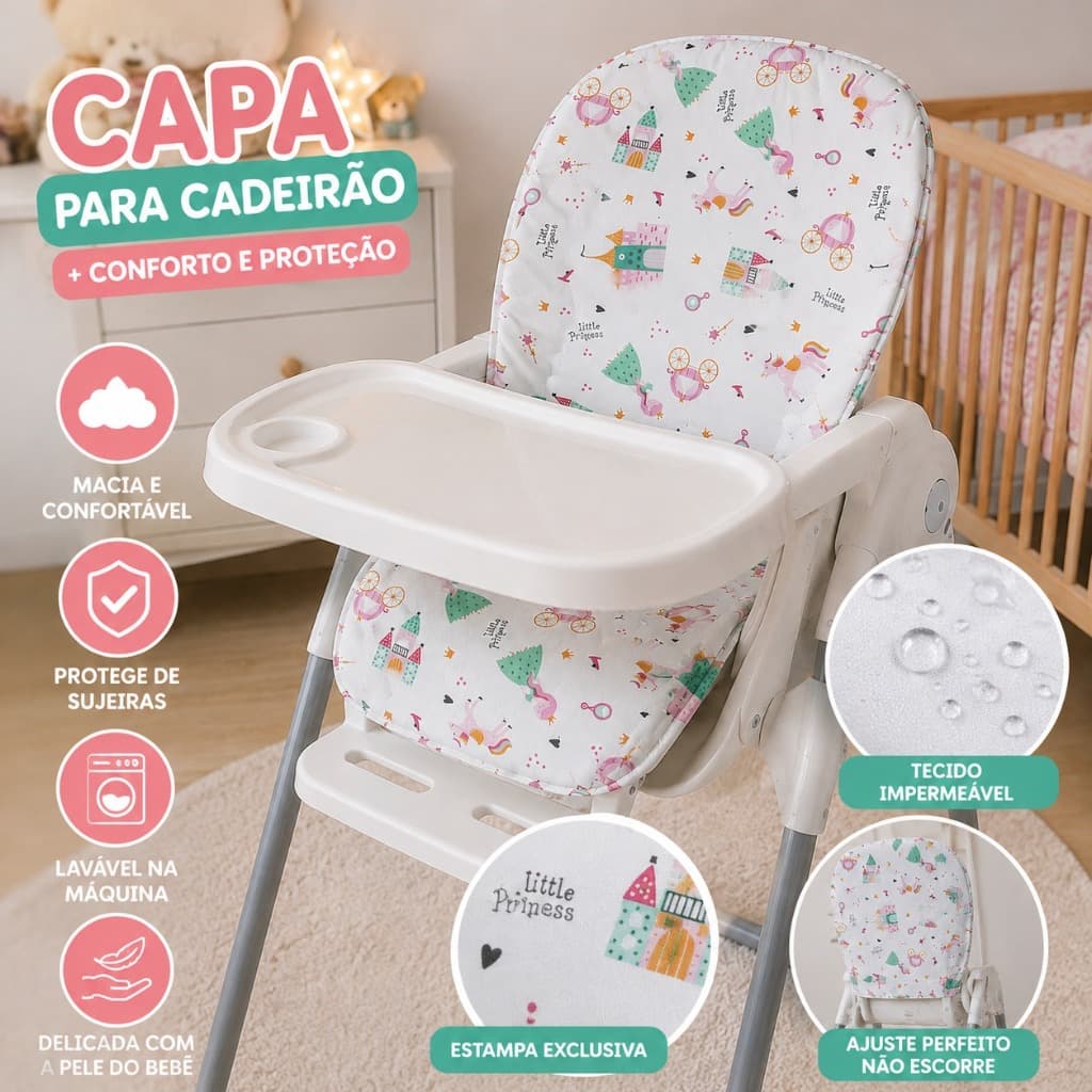 Estofado Ou Capa P/ Cadeirão Merenda De Alimentação Do Bebê