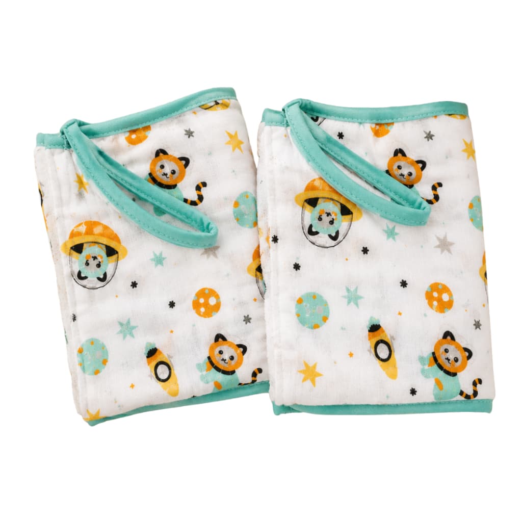 Kit 2 Paninhos de Boca Bebê com Prendedor de Chupeta Enxoval Bebe Rn Dupla Camada 20x40cm Estampado