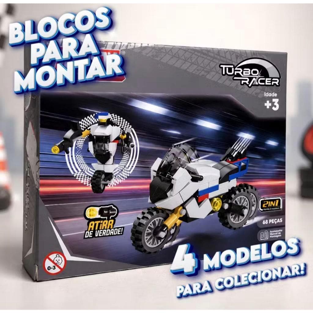 Mini Moto Blocos de Montar InBlox Turbo Race - Brinquedo Estilo Lego