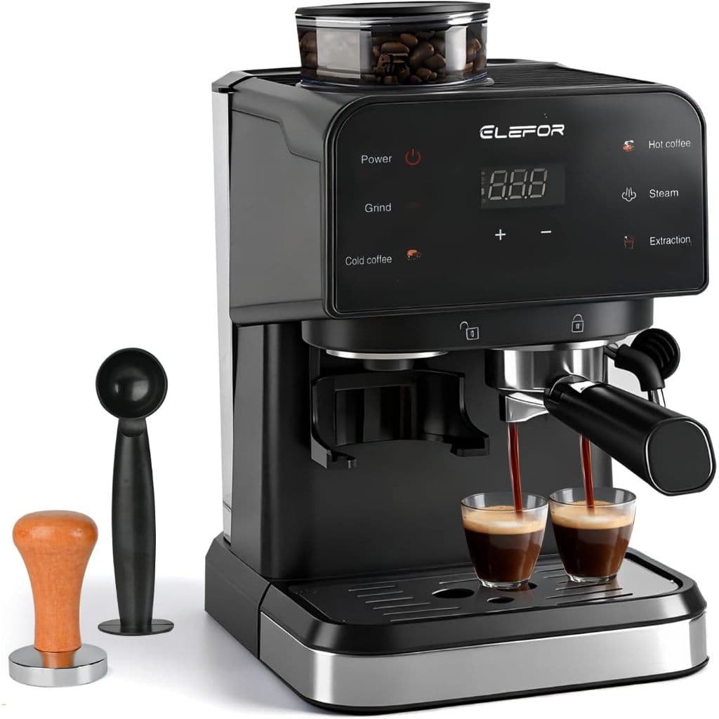 Cafeteira 6 Em 1 Com Moedor E Espumador 1200w,Máquina de café expresso 20 Bar