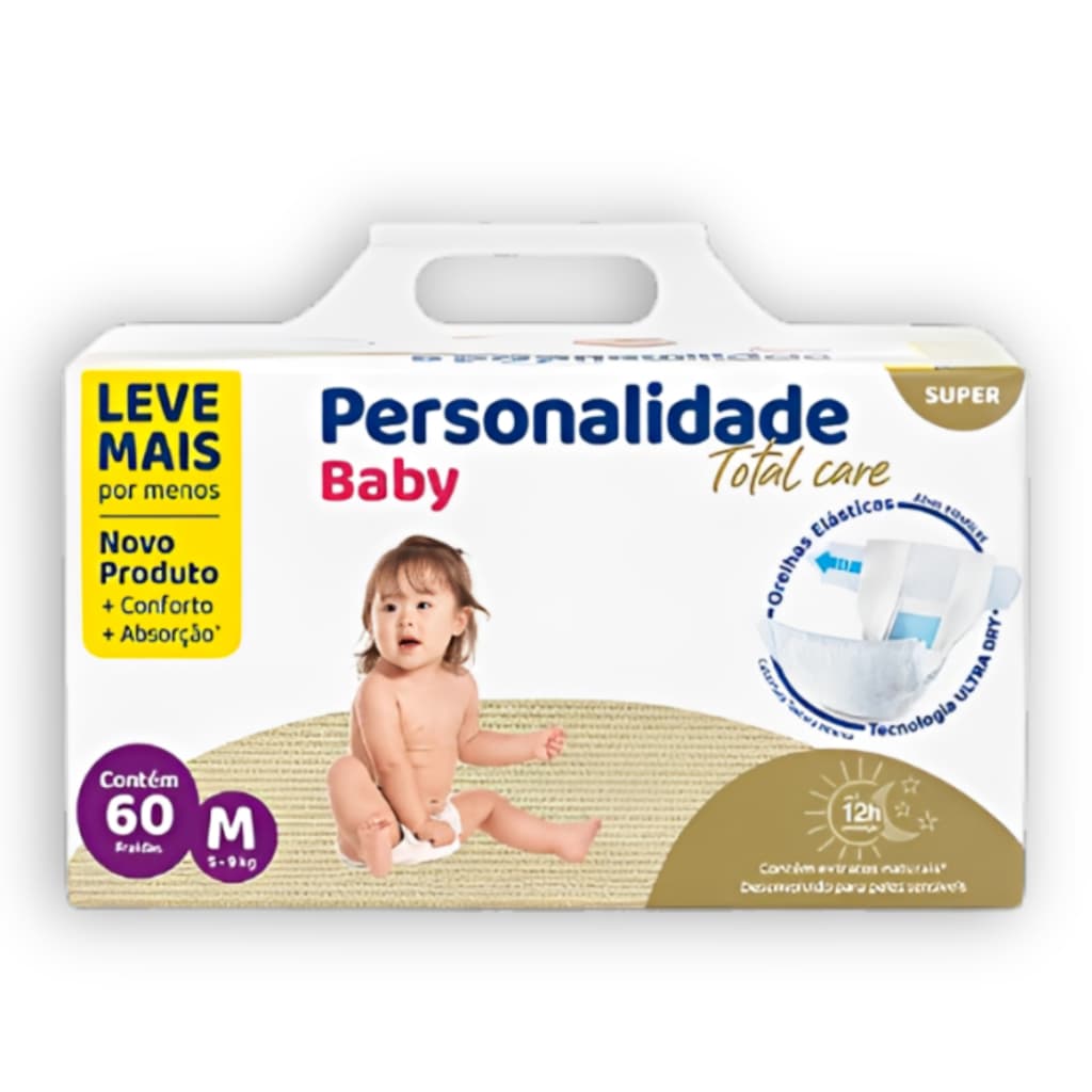 Fralda Personalidade Baby Total Care M 60 Unid