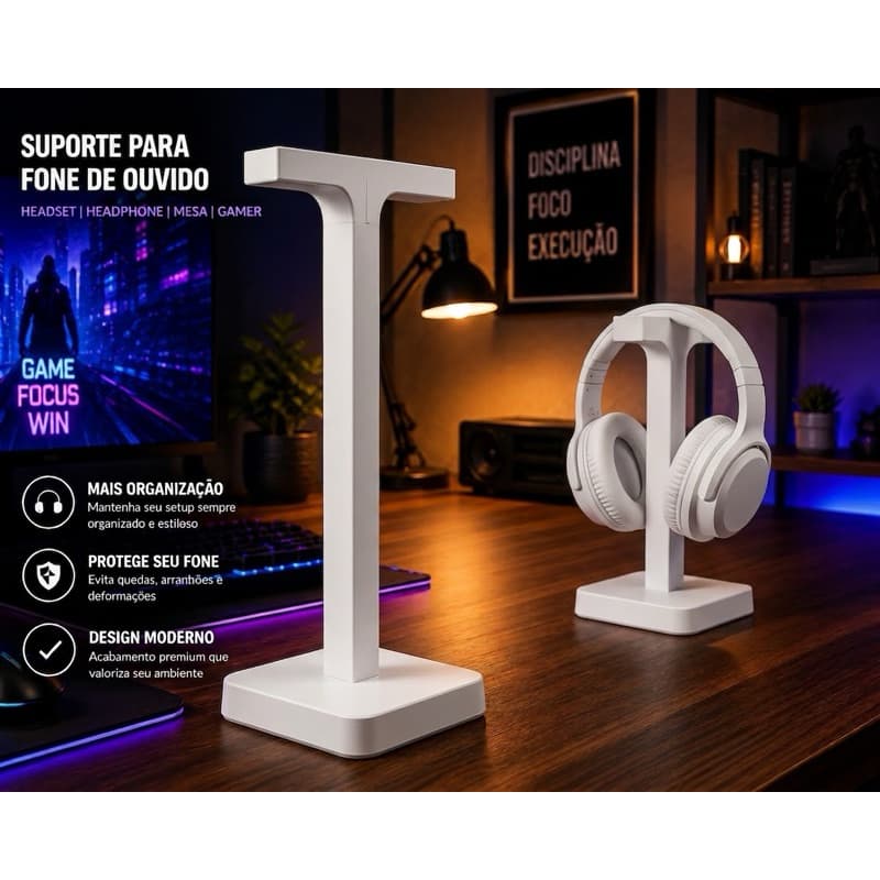 Suporte Para Fone De Ouvido Headset Headphone Mesa Gamer PC Notebook Home Office Organizador De Mesa