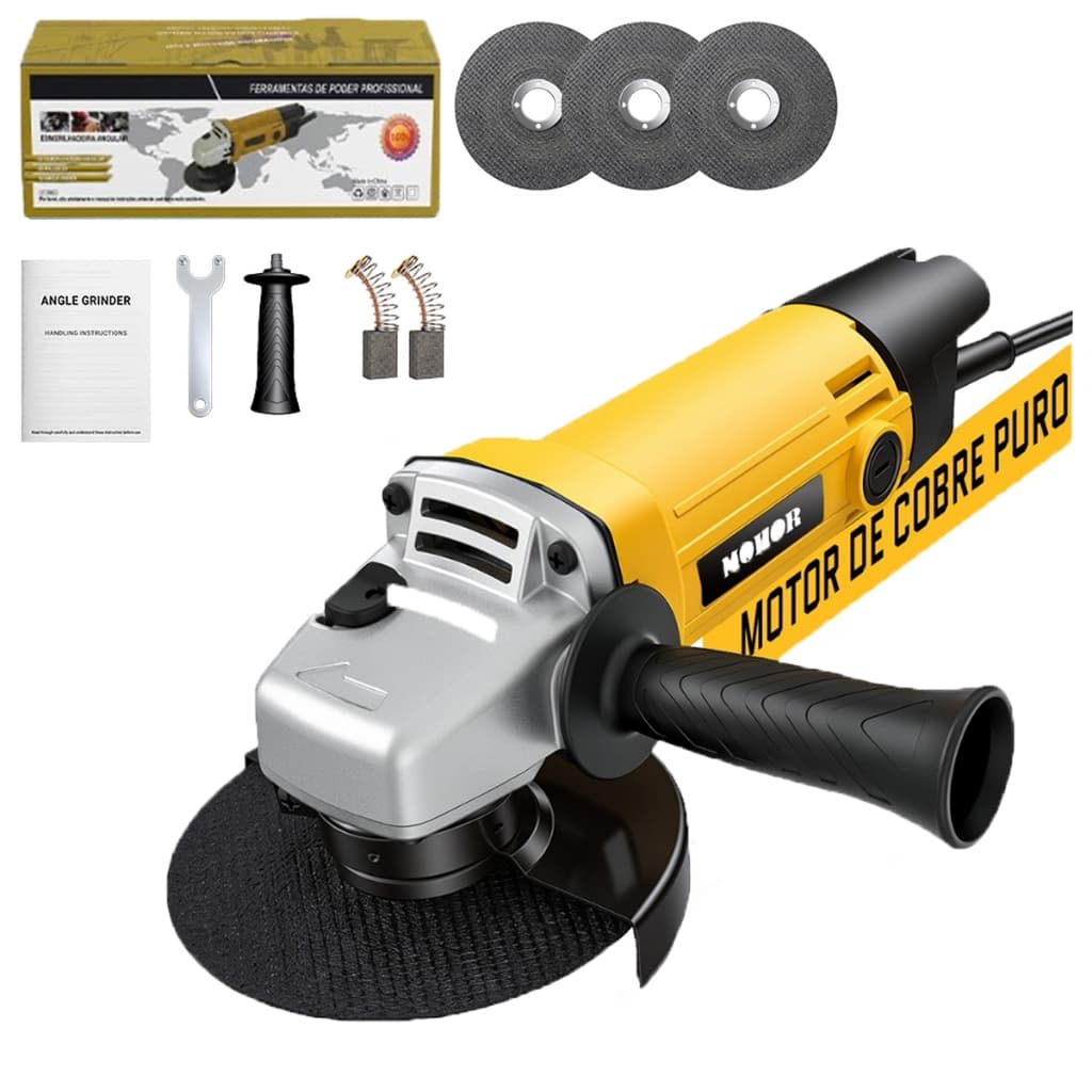 Esmerilhadeira Lixadeira Angular 1100w 4 em1 11500rpm 110V/220V Com todos os acessórios
