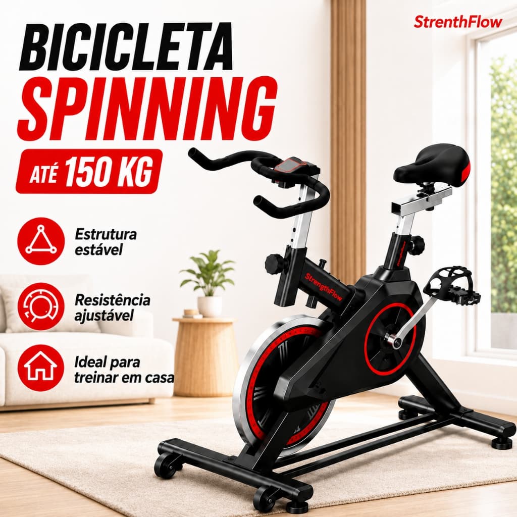 Bicicleta Spinning Ergométrica Monitor Digital Exercícios em Casa Suporte 150kg Bike Academia Profissional