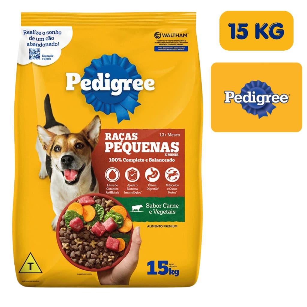 PEDIGREE RAÇAS PEQUENAS E MINIS RAÇÃO SECA 15KG (EMBALAGEM ORIGINAL DE FABRICA)
