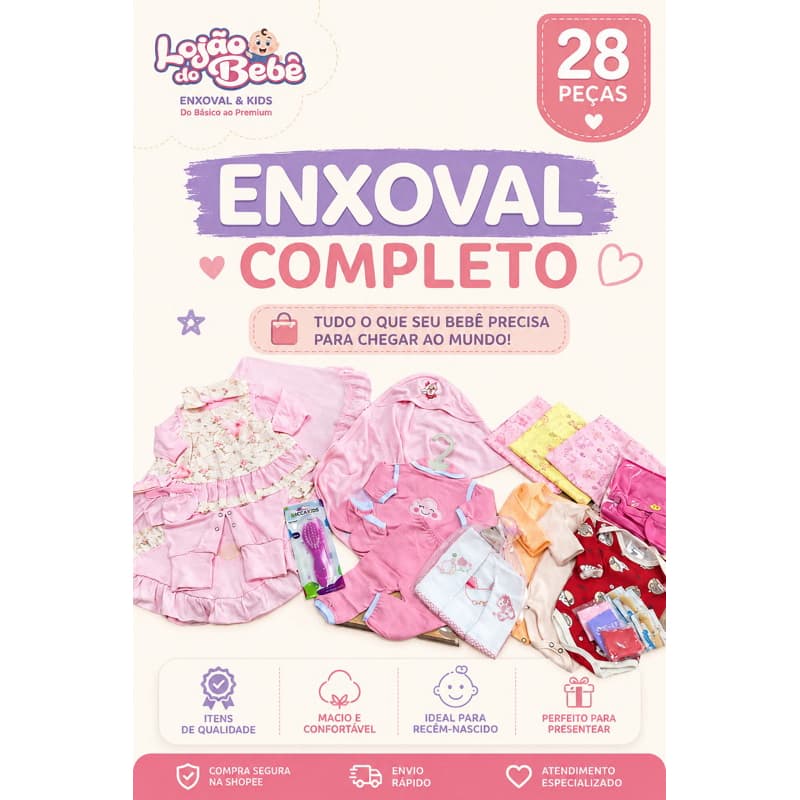 Kit 28 peças enxoval bebê Maternidade liso estampado menino menina unissex envio imediato