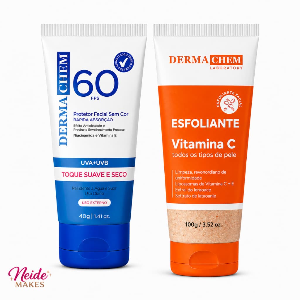 Skin Care Proteção e Renovação Protetor Solar Fps 60  Gel Esfoliante Vitamina C - Dermachem