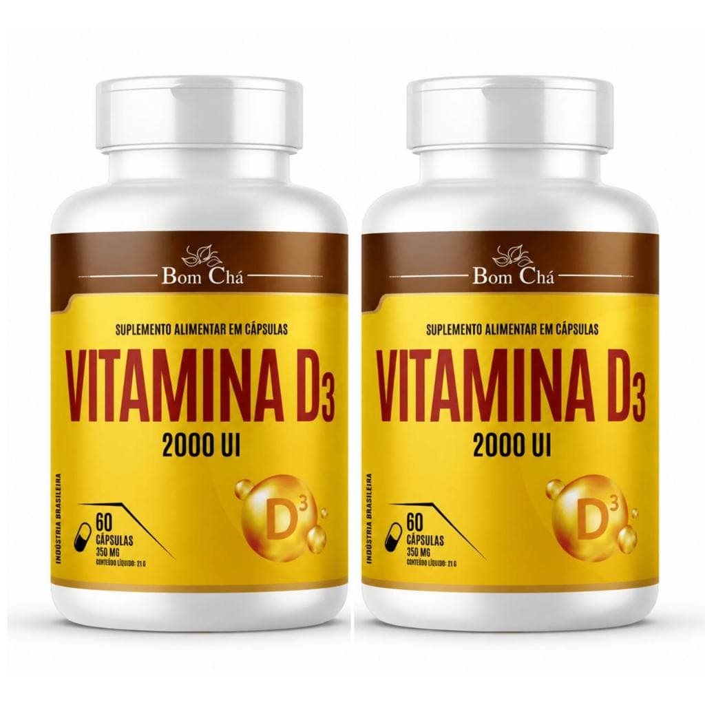 Kit 2x Vitamina D3 2000 UI 120 Cápsulas Suplemento Alimentar Alta Absorção Bom Chá