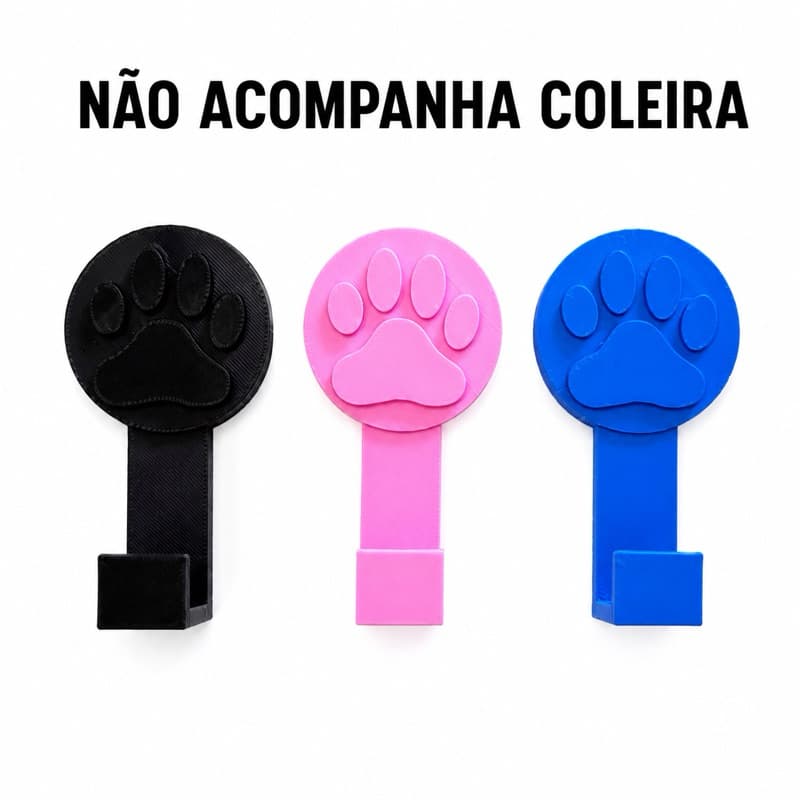 Suporte Guia Coleira Cachorro Gato Pet Shop Patinha Pet – Organizador com Fita 3M