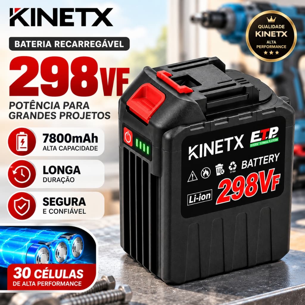 298VF 7800mAh Bateria Recarregavel KINETX 30 Células Para Parafusadeira Chave de Impacto Esmerilhadeira Lava Jato