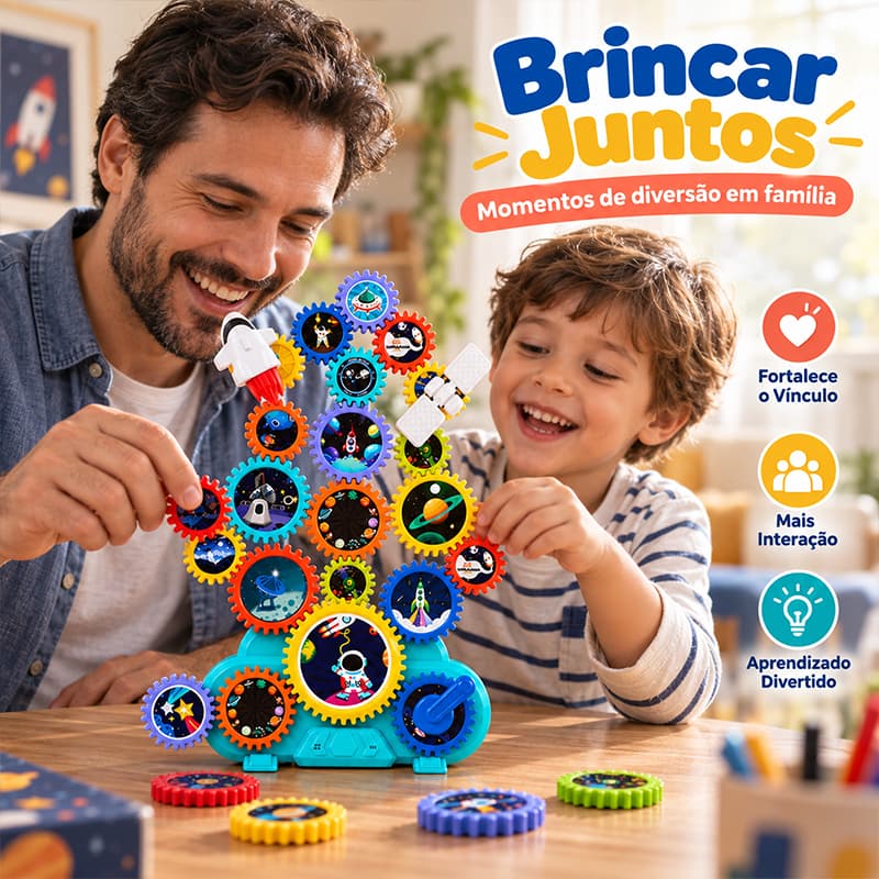 Engrenagens Espacial Brinquedo Educativo Crianças Montar DIY Luz Som
