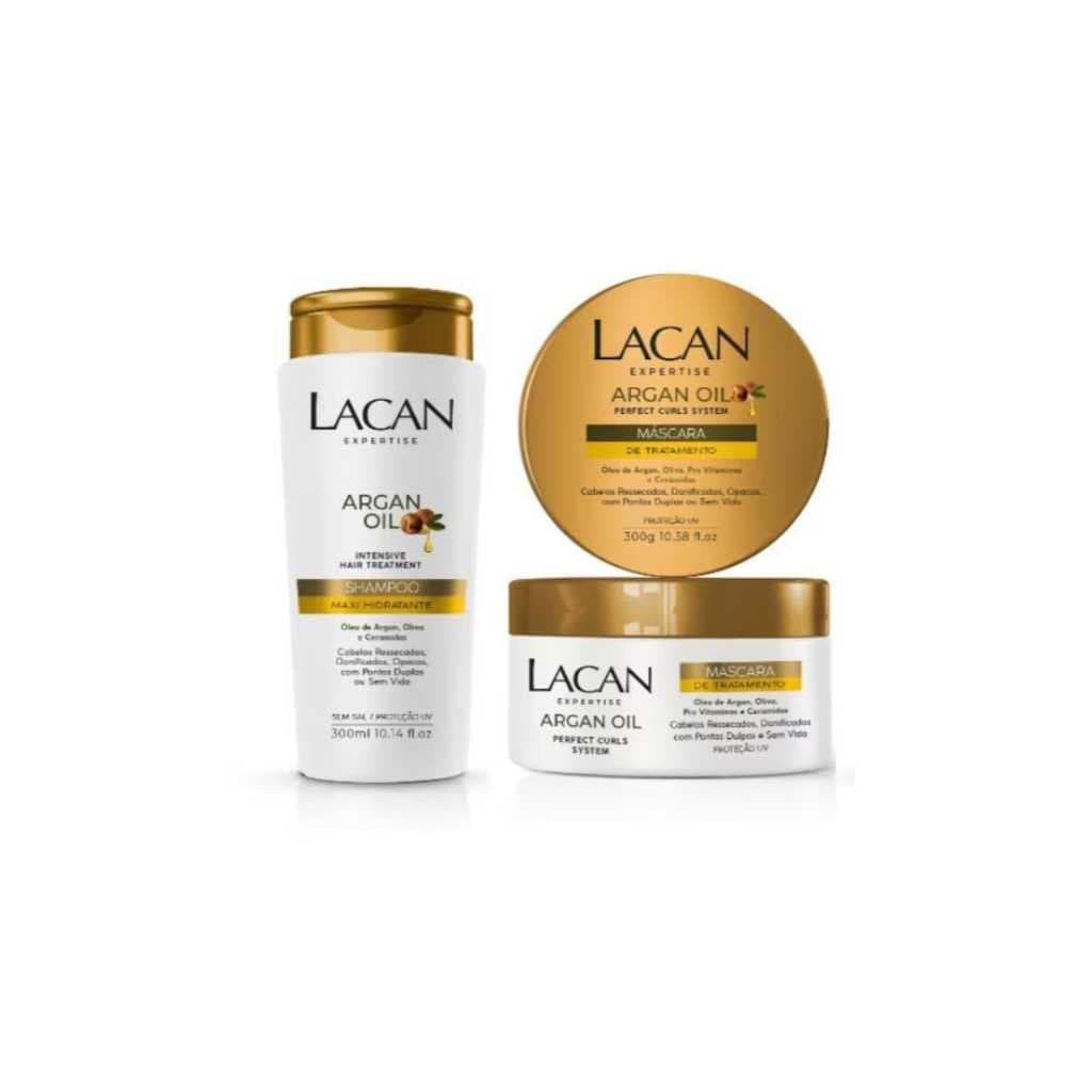Shampoo 300ml e/ou Máscara 300G Lacan Argan Oil - Maxi Hidratante - Sem Sal - Proteção UV