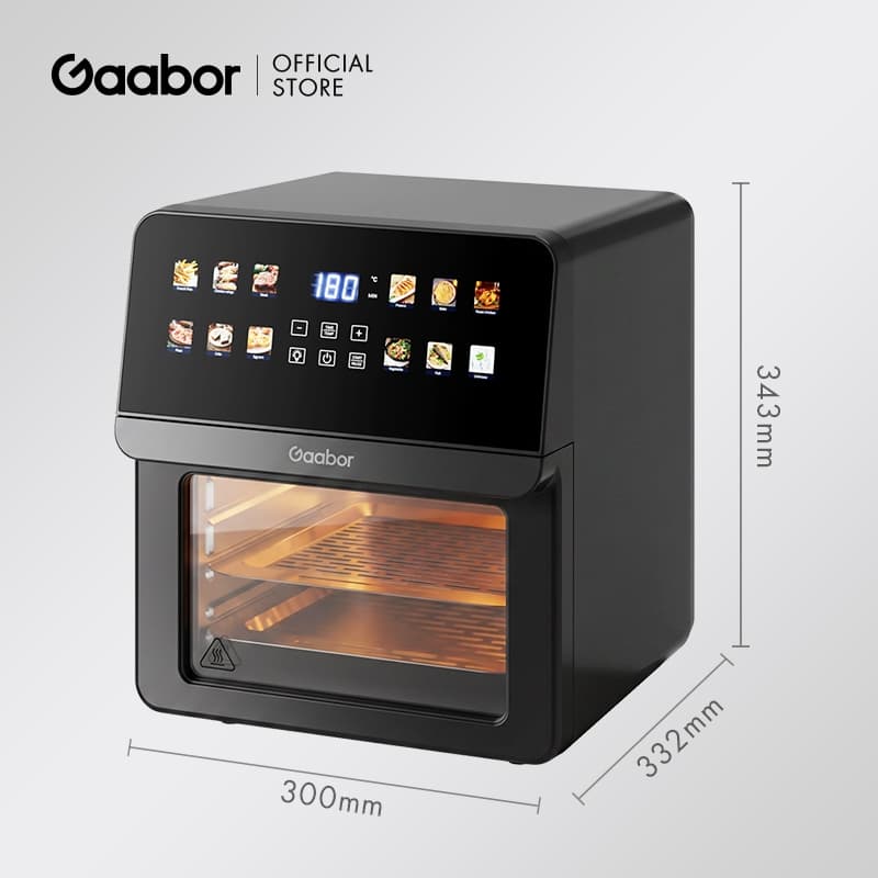 New!Gaabor Air Fryer Digital 12L 1700W with Holographic Touch Window, Oil-Free, Multifunctional AF-120T01