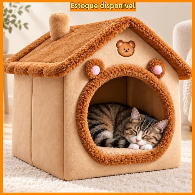 Cama Pet Casinha Toca Iglu Macia Confortável para Gato e Cachorro Pequeno Porte