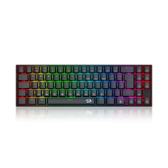 Teclado Mecânico Gamer Redragon Deimos Switch Marrom RGB Wireless ABNT2 - Preto