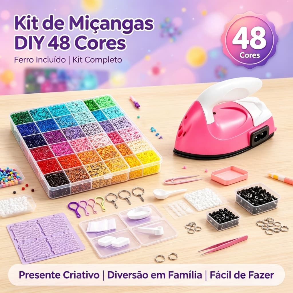 Conjunto 24000 Hama Beads 2,6mm Miçangas Brinquedo 48 Cores / Brinquedo Educativo Crianças