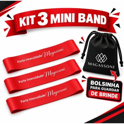 Kit 3 Mini Band Intensidade Forte Treino Fisio Academia Musculação Magassoni 30cm