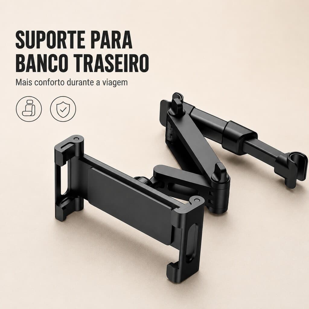 Suporte Traseiro para Celular e Tablet com Fixação no Encosto de Cabeça do Carro