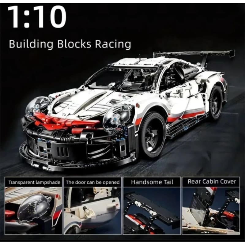 Blocos de Montar Lego Porsche 911 RSR Edição Martini 1580pcs Com Manual de Montagem **SEM CAIXA(BOX)**