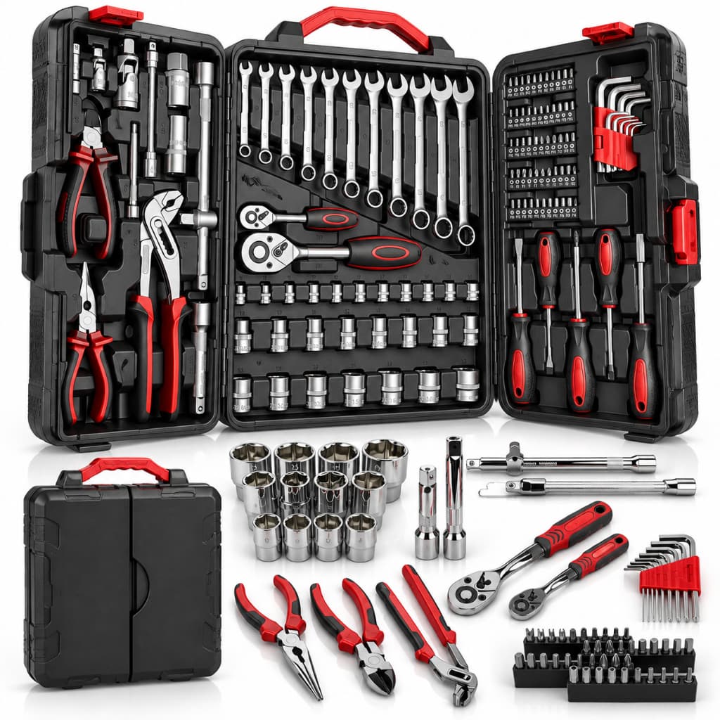 Kit Completo Caixa de Ferramentas 110 Peças Aço Cromo Vanádio com Maleta Profissional