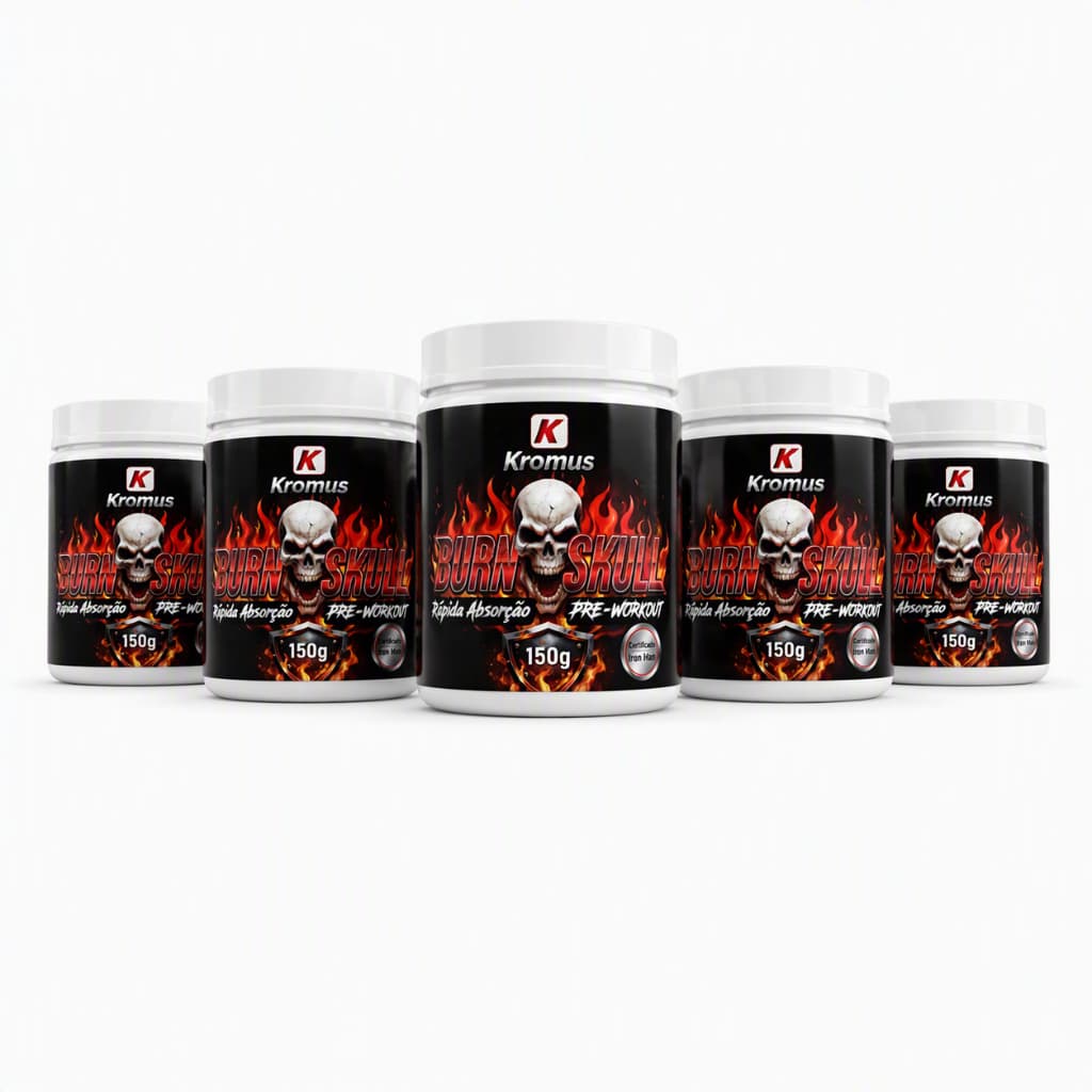 5x Burn Skull Kromus 150g Pré Treino Performance Pronta entrega - Kromus Suplementos