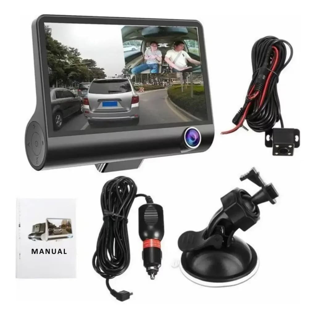 DVR Veicular Dash Cam 1080P Câmera Para Carro Tela LCD + Câmera Traseira