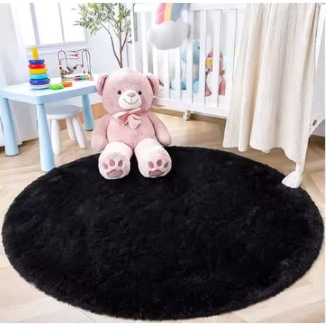 Tapete redondo 80cm peludo felpudo antiderrapante antialérgico sala quarto criança