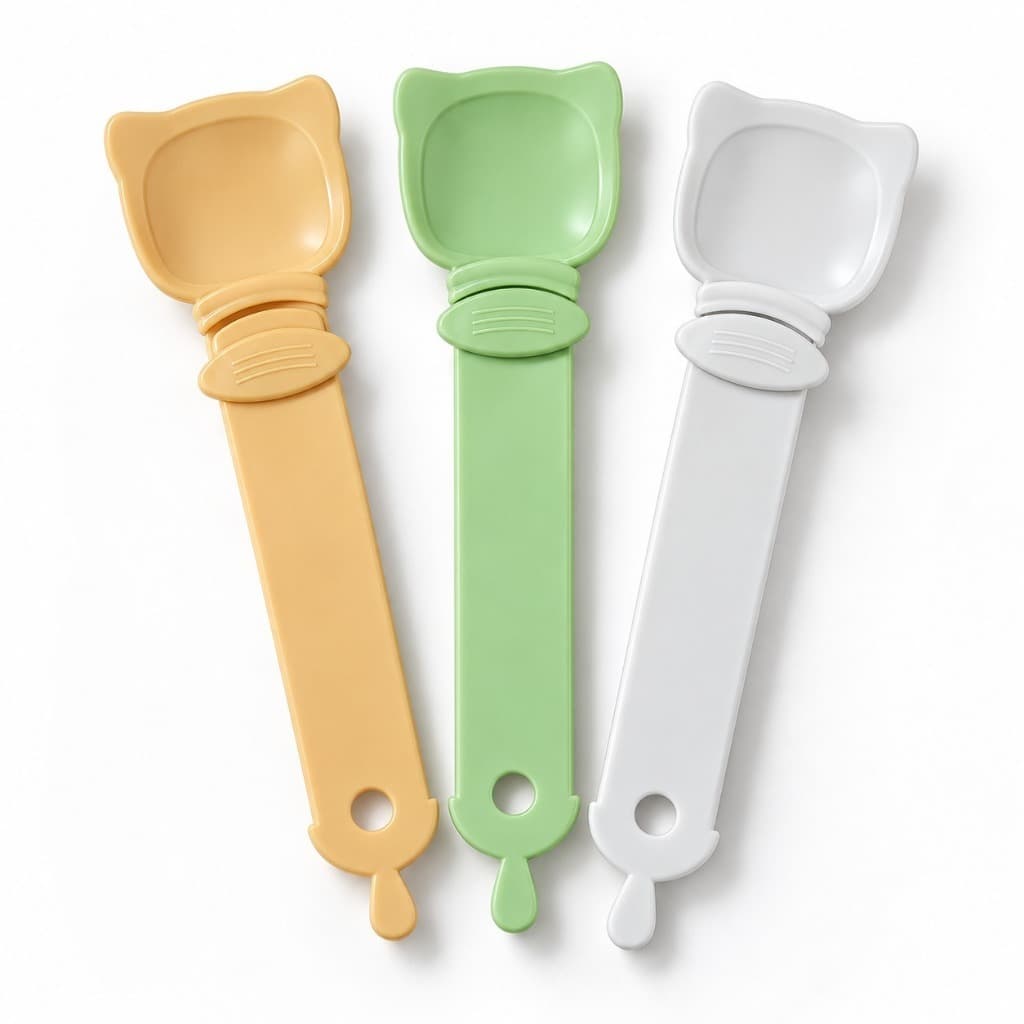 Colher Espremedor de Sachê para Gatos Espátula Pet Inteligente Ração Úmida Patê Alimento Prática e Reutilizável.