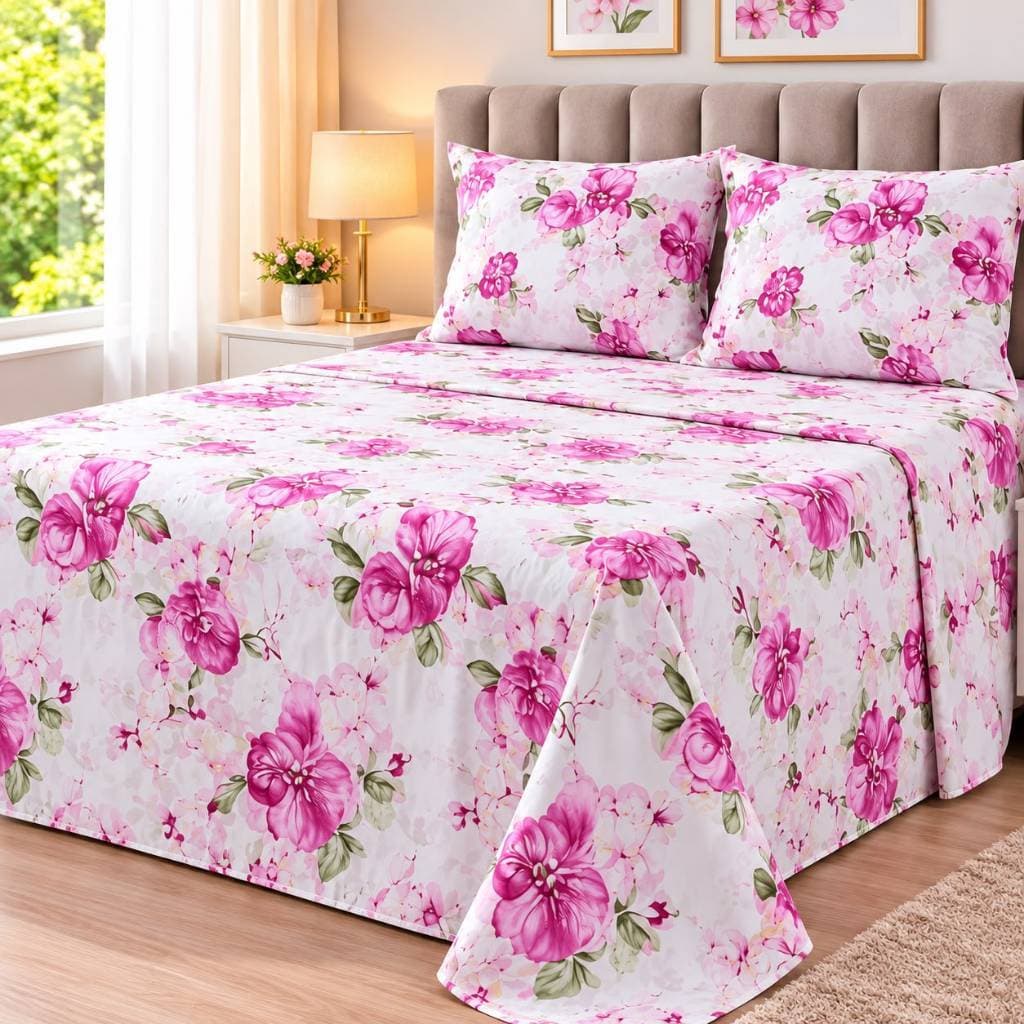 Jogo de Lençol para cama de Casal kit Padrão 3 Peças 100% Poliéster Microfíbra Estampado